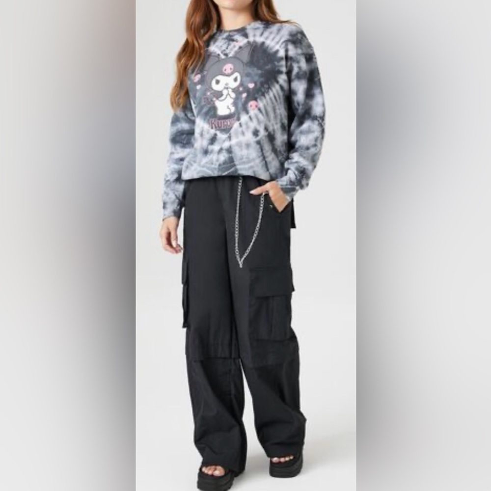 NWT Sanrio Kuromi Heart Tie Dye Oversized Sweatshirt
